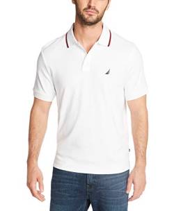 Nautica Herren Classic Fit Short Sleeve Dual Tipped Collar Poloshirt, Bright White, S EU von Nautica