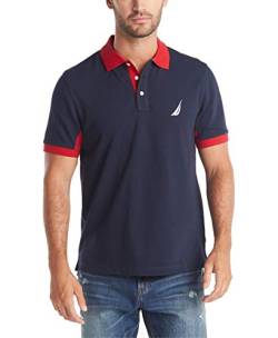 Nautica Herren Classic Fit Short Sleeve Performance Pique Polo Shirt Poloshirt, Navy, 3X-Groß von Nautica