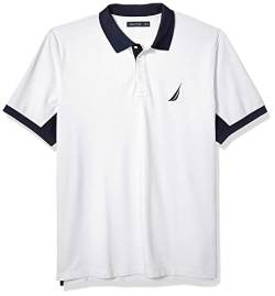 Nautica Herren Classic Fit Short Sleeve Performance Pique Poloshirt, Bright White, S EU von Nautica