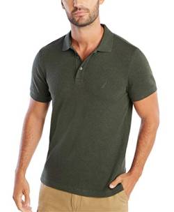 Nautica Herren Classic Fit Short Sleeve Solid Soft Cotton Polo Shirt Poloshirt, Moss Heather, Mittel von Nautica