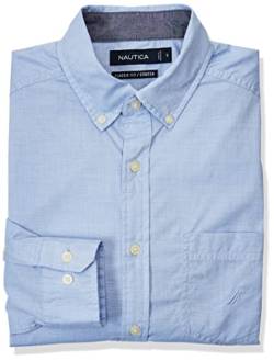Nautica Herren Classic Fit Stretch Solid Long Sleeve Shirt Hemd mit Button-Down-Kragen, Hellblau, Klein von Nautica