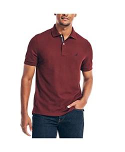 Nautica Herren Classic Short Sleeve Solid Polo Shirt Poloshirt, Burgunderrot, Groß von Nautica