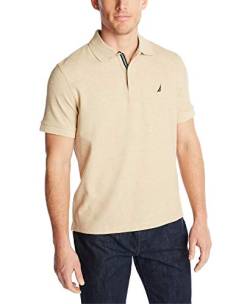 Nautica Herren Classic Short Sleeve Solid Polo Shirt Poloshirt, Coastal Camel Heather, Mittel von Nautica