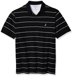 Nautica Herren Classic Short Sleeve Striped Polo Shirt Poloshirt, True Black, XX-Large von Nautica