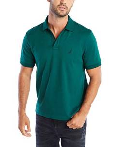 Nautica Herren Klassische Passform, kurzärmelig, einfarbig, weiche Baumwolle Polohemd, Grün, XL von Nautica