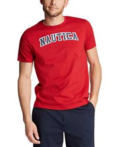 Nautica Herren Kurzärmeliges 100% Baumwolle, nautische Serie T-Shirt, Rot/Rot, Groß von Nautica