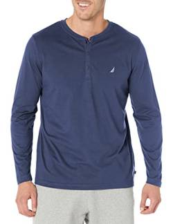 Nautica Herren Long Sleeve Henley Pajama Top Pyjamaunterteile, Indigo, Groß von Nautica