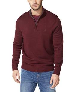 Nautica Herren Men's Quarter-Zip Sweater Pullover, Burgunderrot, Mittel von Nautica