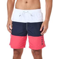 Nautica Herren Quick Dry Classic Logo Tri-block Series Swim Trunk Badehose, Melon Berry, L EU von Nautica