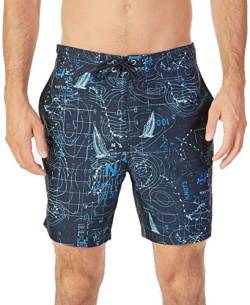 Nautica Herren Quick Dry Half Elastic Waist Printed Swim Trunk Badehose, Navy, X-Large von Nautica