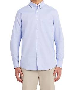 Nautica Herren School Uniform Long Sleeve Performance Oxford Shirt Hemd mit Button-Down-Kragen, Ox Blue, X-Groß von Nautica