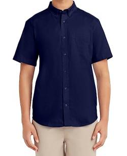Nautica Herren School Uniform Short Sleeve Performance Oxford Shirt Hemd mit Button-Down-Kragen, Navy, Groß von Nautica