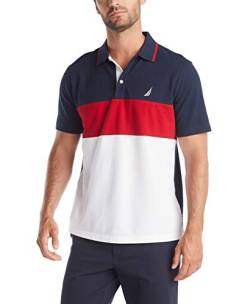 Nautica Herren Short Sleeve 100% Cotton Pique Color Block Polo Shirt Polohemd, Navy, XX-Large von Nautica