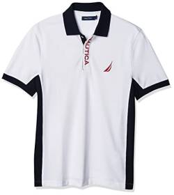 Nautica Herren Short Sleeve Color Block Performance Pique Polo Shirt Polohemd, Bright White, XX-Large von Nautica
