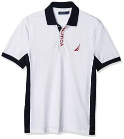 Nautica Herren Short Sleeve Color Block Performance Pique Shirt Polohemd, Bright White, 3XL EU von Nautica