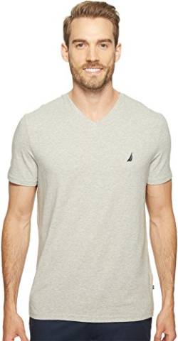 Nautica Herren Short Sleeve Solid Slim Fit V-neck T-shirt T Shirt, Grey Heather, L EU von Nautica