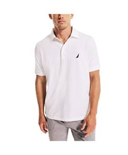 Nautica Herren Short Sleeve Solid Stretch Cotton Pique Polo Shirt Polohemd, Bright White, Mittel von Nautica