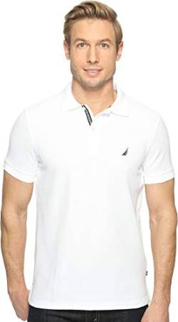Nautica Herren Slim Fit Short Sleeve Solid Polo Shirt Poloshirt, Bright White, Mittel von Nautica