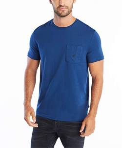 Nautica Herren Solid Crew Neck Short Sleeve Pocket T-Shirt, Estate Blue, Mittel von Nautica