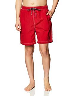 Nautica Herren Solid Quick Dry Logo Badehose, Nautisches Rot, X-Large von Nautica