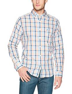 Nautica Herren Wrinkle Resistant Long Sleeve Front Shirt Button Down Hemd, Guava Punch, Mittel von Nautica