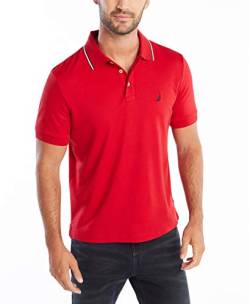 Nautica Herren klassischer Passform, kurzärmelig, Kragen mit Zwei Spitzen Poloshirt, Nautisches Rot, Groß von Nautica