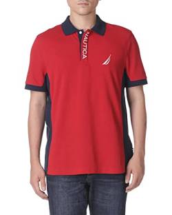 Nautica Herren kurzen Ärmeln, Farbblock-Design, Piqué-Poloshirt Polohemd, Nautisches Rot, XX-Large von Nautica