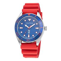 Nautica Men's Stainless Steel Quartz Silicone Strap, Red, 22 Casual Watch (Model: NAPFWS220) von Nautica