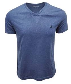 Nautica Mens Short Sleeve Solid Classic Fit V-Neck T-Shirt (XX-Large, Blue Heather) von Nautica