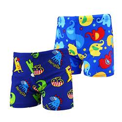 NautySaurs 2er-Pack Jungen Badehose 1–10 Jahre Kinder Bademode Dinosaurier Hai Shorts, Monster + Elefant, 2-4 Jahre von NautySaurs