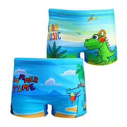 NautySaurs 2er-Pack Jungen Badehose 1-10 Jahre Kinder Bademode Kleinkind Kinder niedliche Dinosaurier Shorts, Dinosaurier, Beach und Music, 1-2 Jahre von NautySaurs