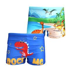 NautySaurs 2er-Pack Jungen Badehose 1-10 Jahre Kinder Bademode Kleinkind Kinder niedliche Dinosaurier Shorts, Dinosaurier und Plesiosaurier, 1-2 Jahre von NautySaurs