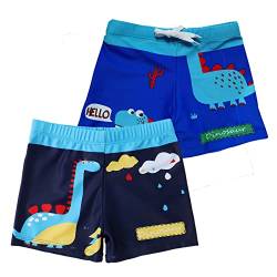 NautySaurs Jungen Badehose 2-11 Jahre Baby Jungen Bademode Kinder Badeshorts mit Cartoon Dinosaurier, Set 3, 3-5 Jahre von NautySaurs