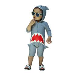 NautySaurs Mädchen Badeanzug Jungen Hai Einteiler Kinder Bademode Reißverschluss Einteiler Badeanzug für Babys, Hai, 5-6 Jahre von NautySaurs