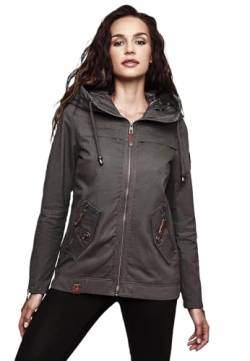 Navahoo Damen Jacke Frühling Übergangsjacke Parka Mantel Kapuze B692 [B692-Wek-Anthrazit-Gepunktet-Gr.L] von Navahoo