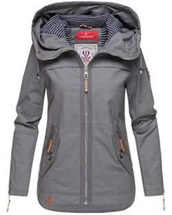 Navahoo Damen Jacke Frühling Übergangsjacke Parka Mantel Kapuze B692 [B692-Wek-Anthrazit-Gr.S] von Navahoo