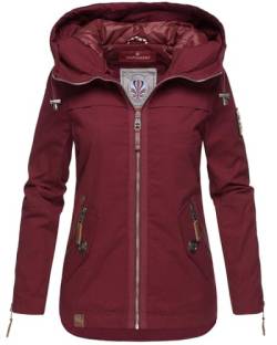 Navahoo Damen Jacke Frühling Übergangsjacke Parka Mantel Kapuze B692 [B692-Wek-Bordeaux-Gepunktet-Gr.XS] von Navahoo