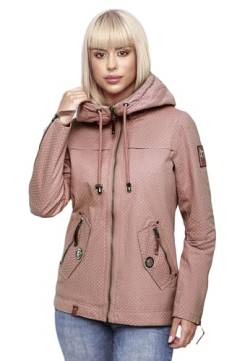 Navahoo Damen Jacke Frühling Übergangsjacke Parka Mantel Kapuze B692 [B692-Wek-Light-Rose-Gepunktet-Gr.XL] von Navahoo