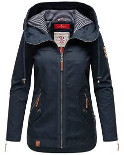 Navahoo Damen Jacke Frühling Übergangsjacke Parka Mantel Kapuze B692 [B692-Wek-Navy-Gepunktet-Gr.M] von Navahoo