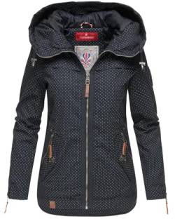 Navahoo Damen Jacke Frühling Übergangsjacke Parka Mantel Kapuze B692 [B692-Wek-Navy-Gepunktet-Gr.S] von Navahoo