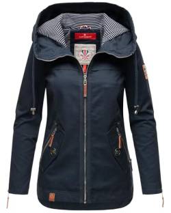 Navahoo Damen Jacke Frühling Übergangsjacke Parka Mantel Kapuze B692 [B692-Wek-Navy-Gepunktet-Gr.XXL] von Navahoo