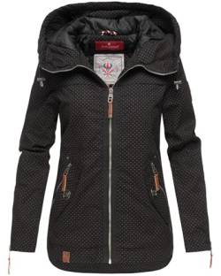 Navahoo Damen Jacke Frühling Übergangsjacke Parka Mantel Kapuze B692 [B692-Wek-Schwarz-Gepunktet-Gr.M] von Navahoo