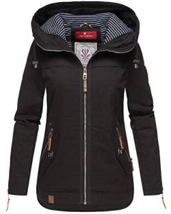 Navahoo Damen Jacke Frühling Übergangsjacke Parka Mantel Kapuze B692 [B692-Wek-Schwarz-Gr.S] von Navahoo