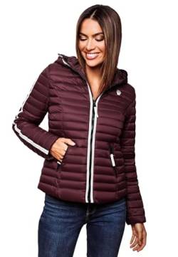 Navahoo Damen Jacke Steppjacke Übergangsjacke gesteppt Herbst Kapuze B811 [B811-Kim-Pri-Weinrot-Gr.L] von Navahoo