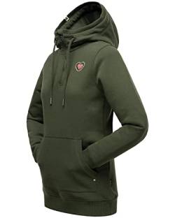 Navahoo Damen Kapuzen-Pullover Long-Sweatshirt Hoodie Zauberelfe Dark Olive Gr. S von Navahoo