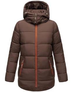 Navahoo Damen Kurze Winterjacke Steppjacke warm mit Abnehmbarer Kapuze aus recycelten Materialien Wattewölkchen Dark Choco Gr. M von Navahoo