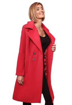 Navahoo Damen Mantel Trenchcoat Winterjacke Wintermantel B661 [B661-Wooly-Rot-Gr.XL] von Navahoo