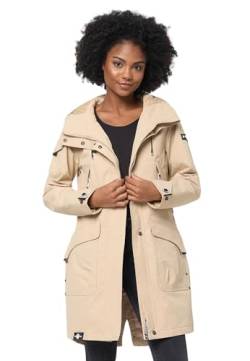 Navahoo Damen Parka Übergangsjacke mit Kapuze Frühlings Jacke B920 [B920 - Beige Größe L - Gr. 40] von Navahoo