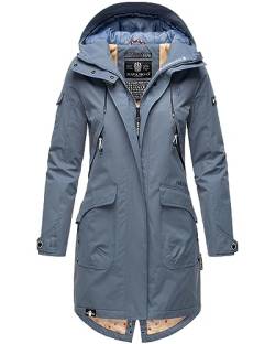 Navahoo Damen Parka Übergangsjacke mit Kapuze Frühlings Jacke B920 [B920 - Blau Größe S - Gr. 36] von Navahoo