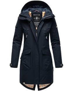 Navahoo Damen Parka Übergangsjacke mit Kapuze Frühlings Jacke B920 [B920 - Navy Größe S - Gr. 36] von Navahoo